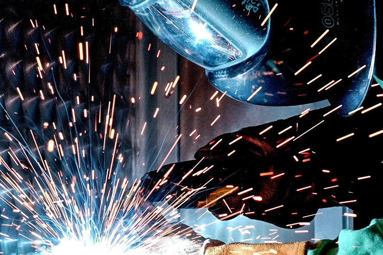 Welding sparks.