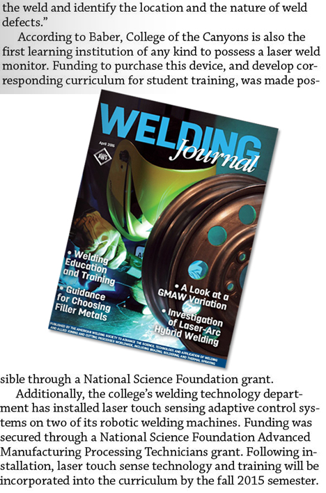  Media Release | April 2015 AWS Welding Journal