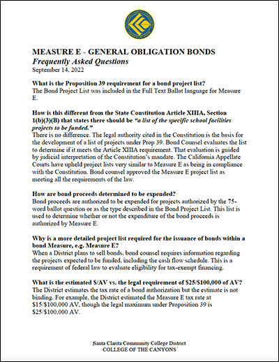 Measure E FAQ