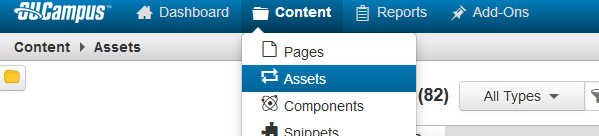 Content and Assets Menu