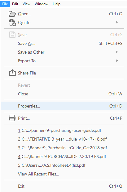 Finding title under properties