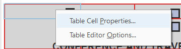 Table cell properties