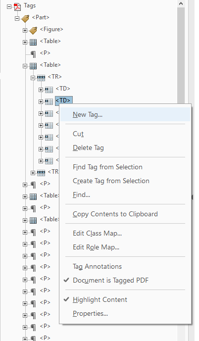 Table regularity new tag