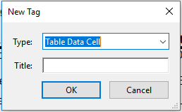 Table regularity new table data cell