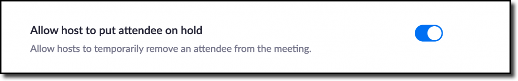 Allow host to put attendee on hold - Turn on