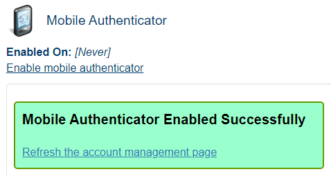 Mobile Authenticator Enabled