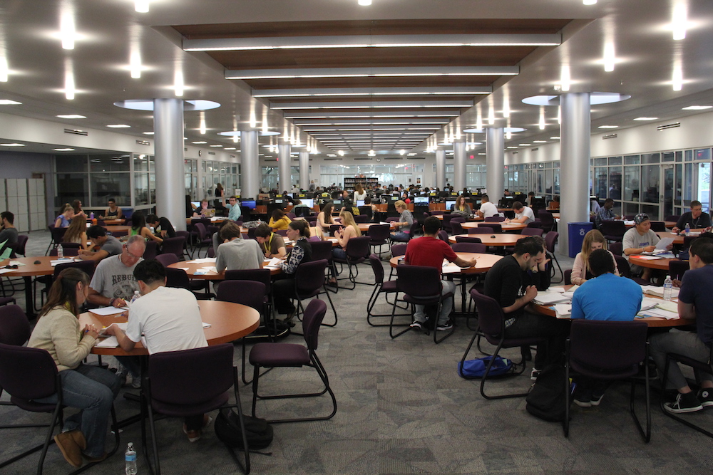 Students utilize the new study space in the TLC