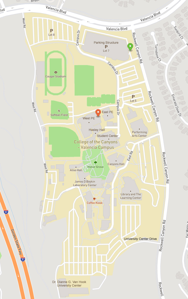 Map of testing locations at the Valencia campus