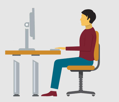 Illustration of person seated at computer workstation