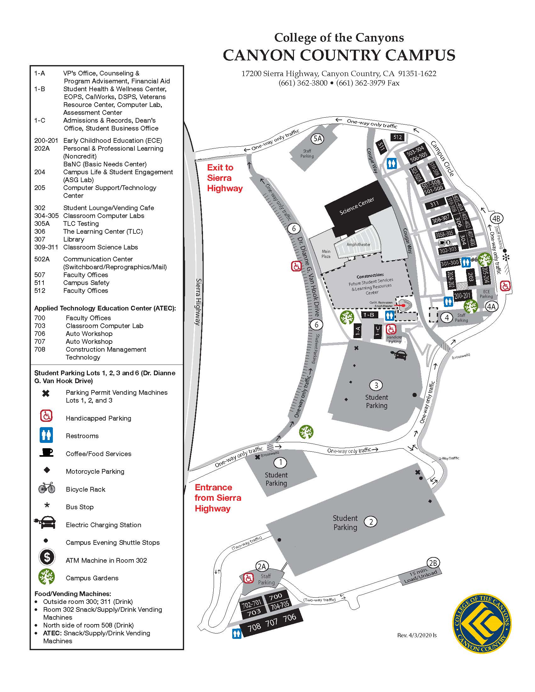 college of the canyons campus map Campus Map college of the canyons campus map