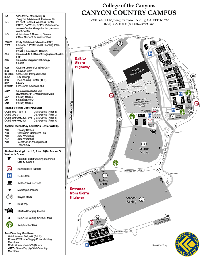 College Of The Canyons Map Campus Map