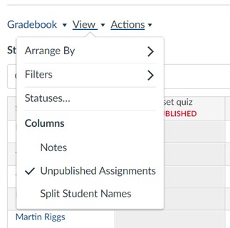 Notes column in Canvas